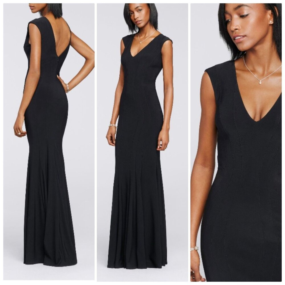 Betsy & Adam Mermaid Gown Size 0 Black Sleeveless Any Occasion Maxi Dress C2 - Picture 1 of 11